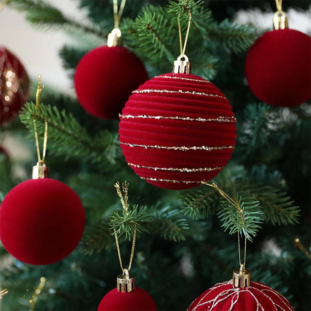 Bolas para árvore de Natal em veludo