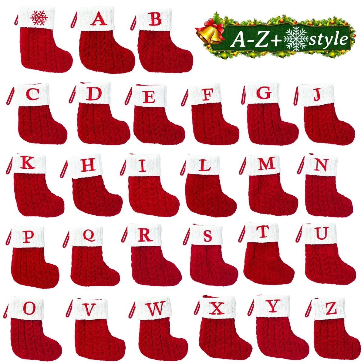 Meias de Natal em tricô com letra
