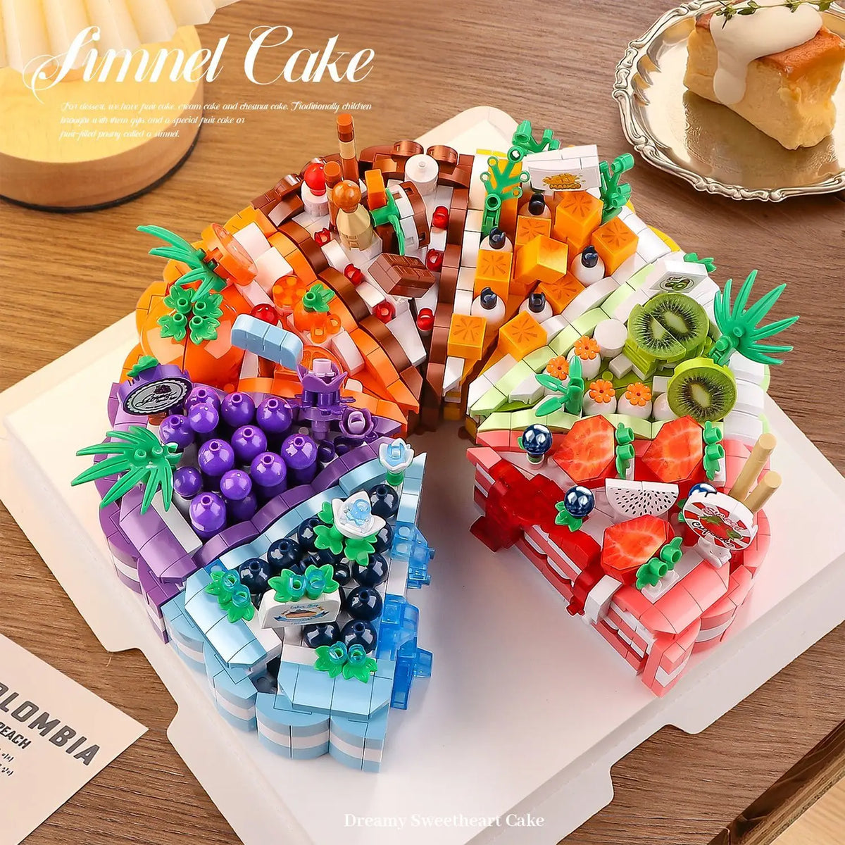 Bolo de construção com frutas
