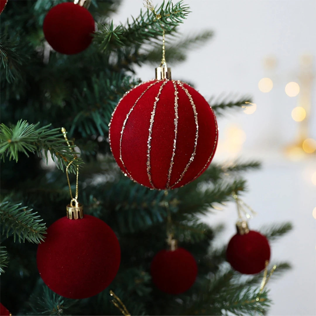 Bolas para árvore de Natal em veludo