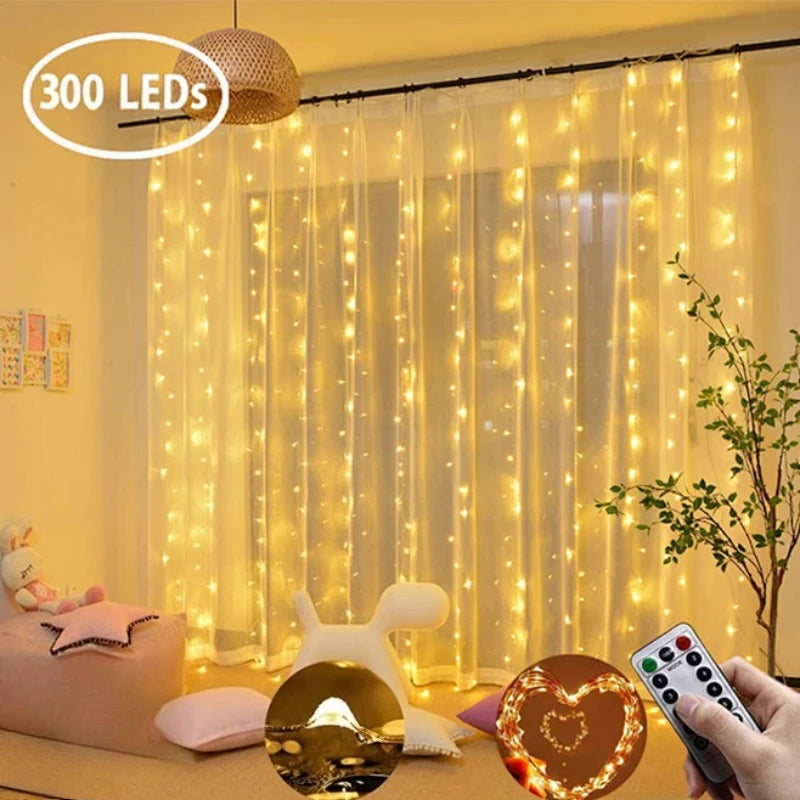Luzes de cortina Led com controlo remoto