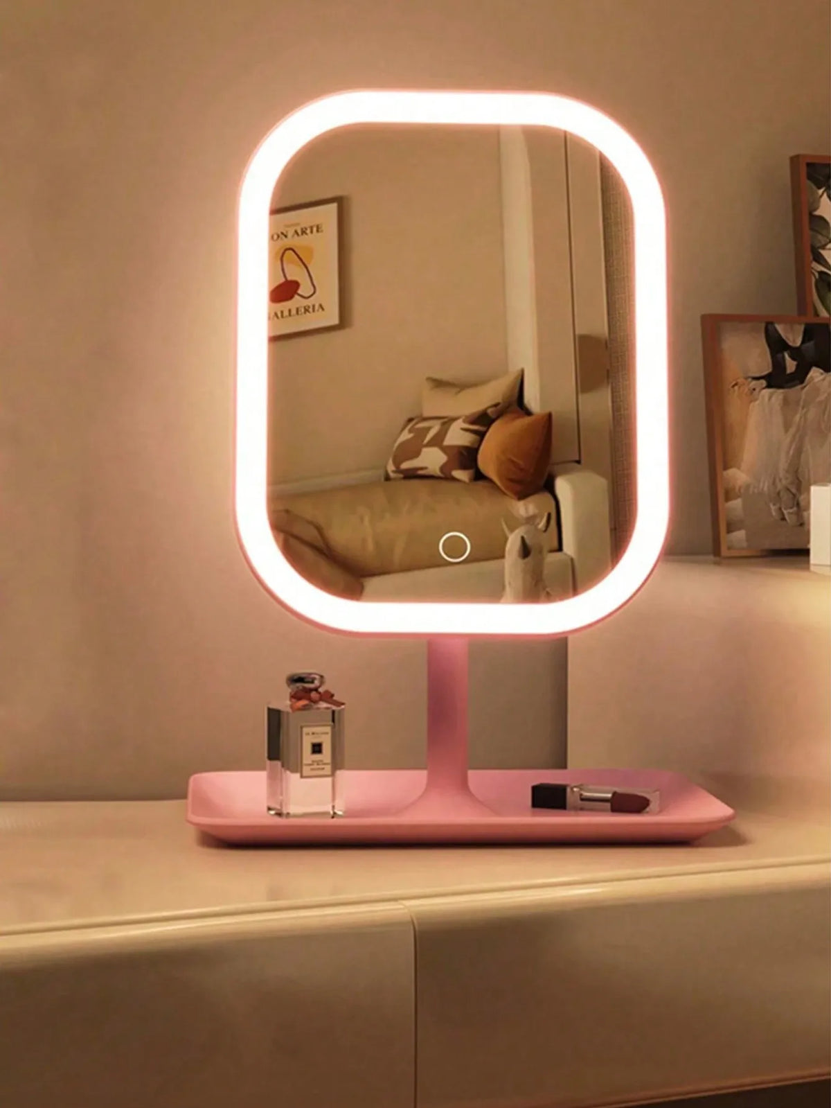 Espelho de Maquilhagem LED com 3 Cores de Luz e Espelho 10X