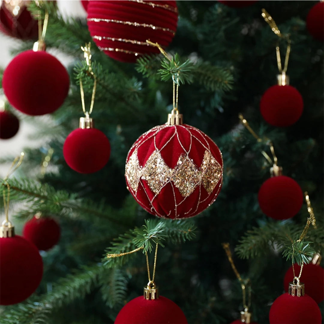 Bolas para árvore de Natal em veludo