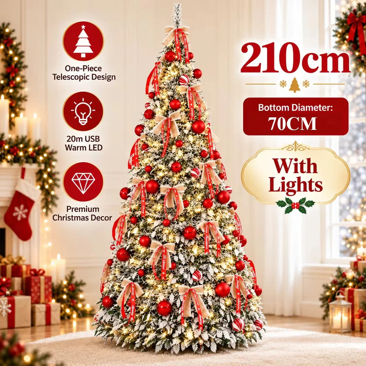 Árvore de Natal dobrável com acessórios