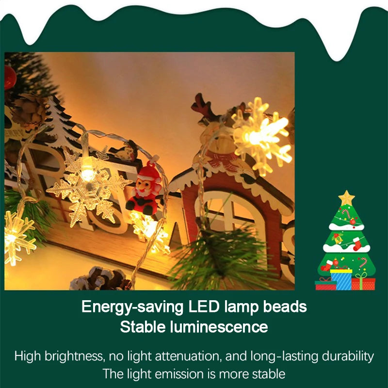 Fio de luzes Led Natal com vários elementos decorativos
