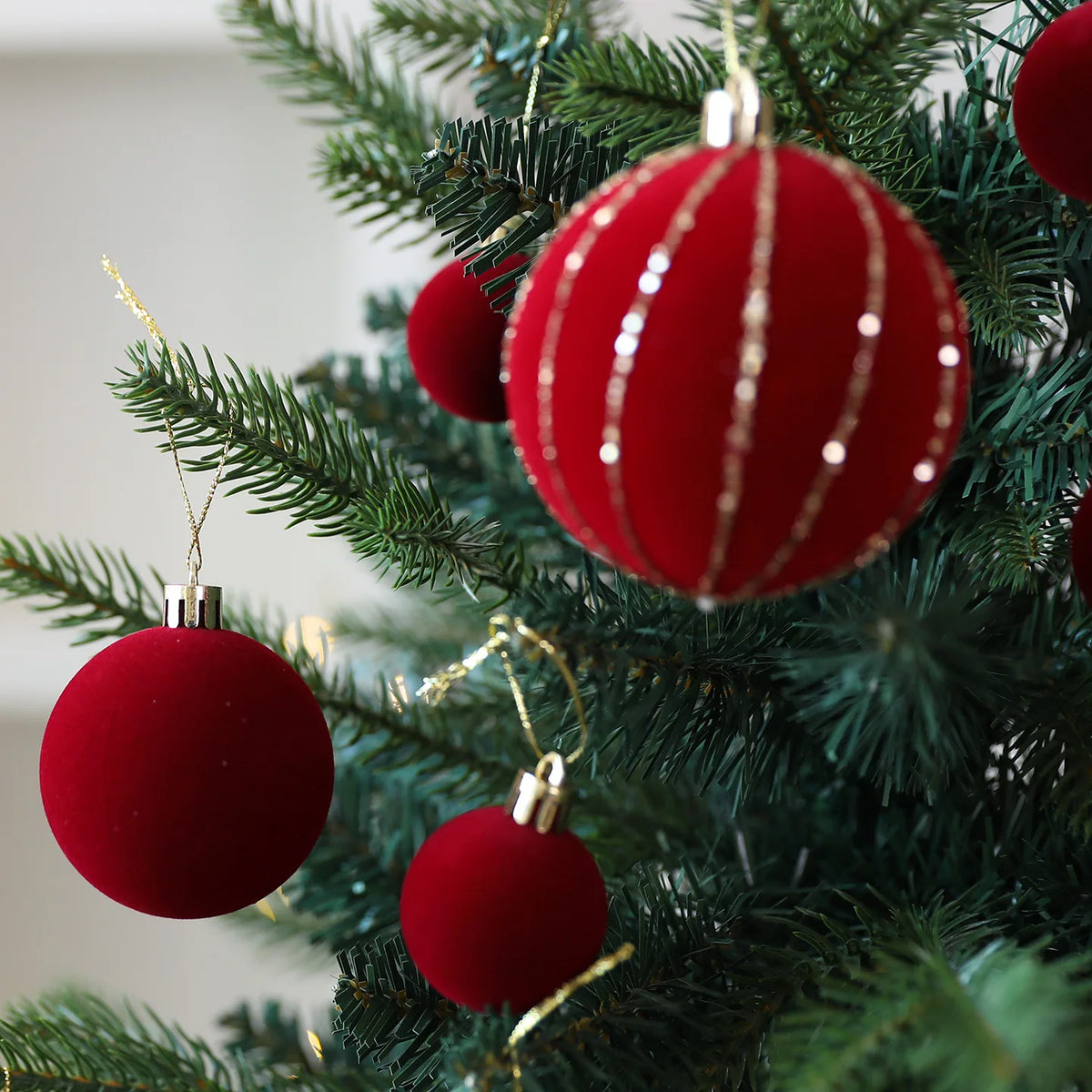 Bolas para árvore de Natal em veludo