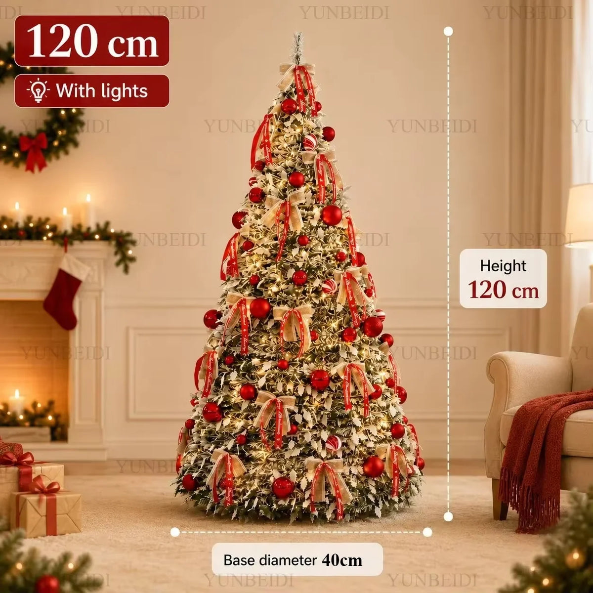 Árvore de Natal dobrável com acessórios