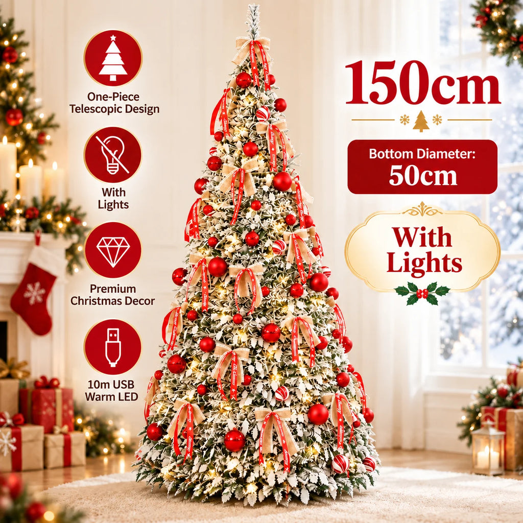 Árvore de Natal dobrável com acessórios
