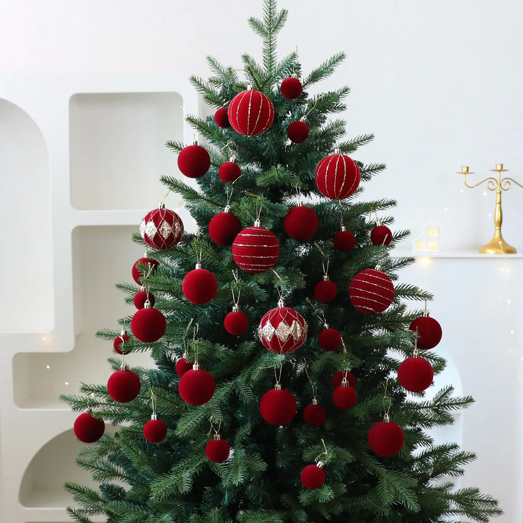 Bolas para árvore de Natal em veludo