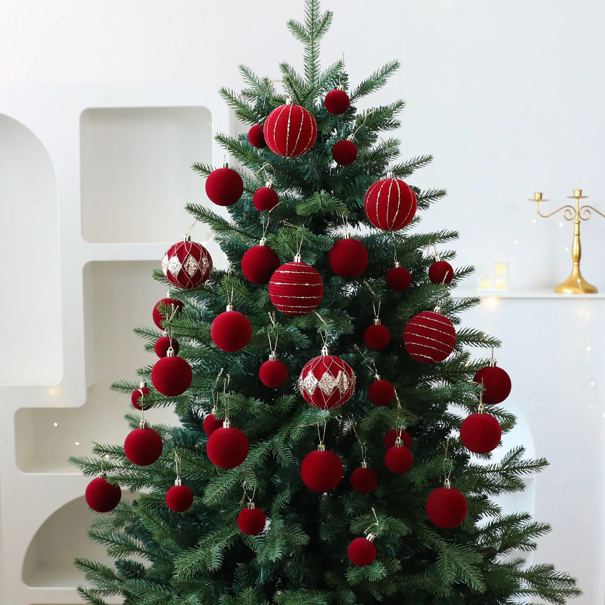 Bolas para árvore de Natal em veludo