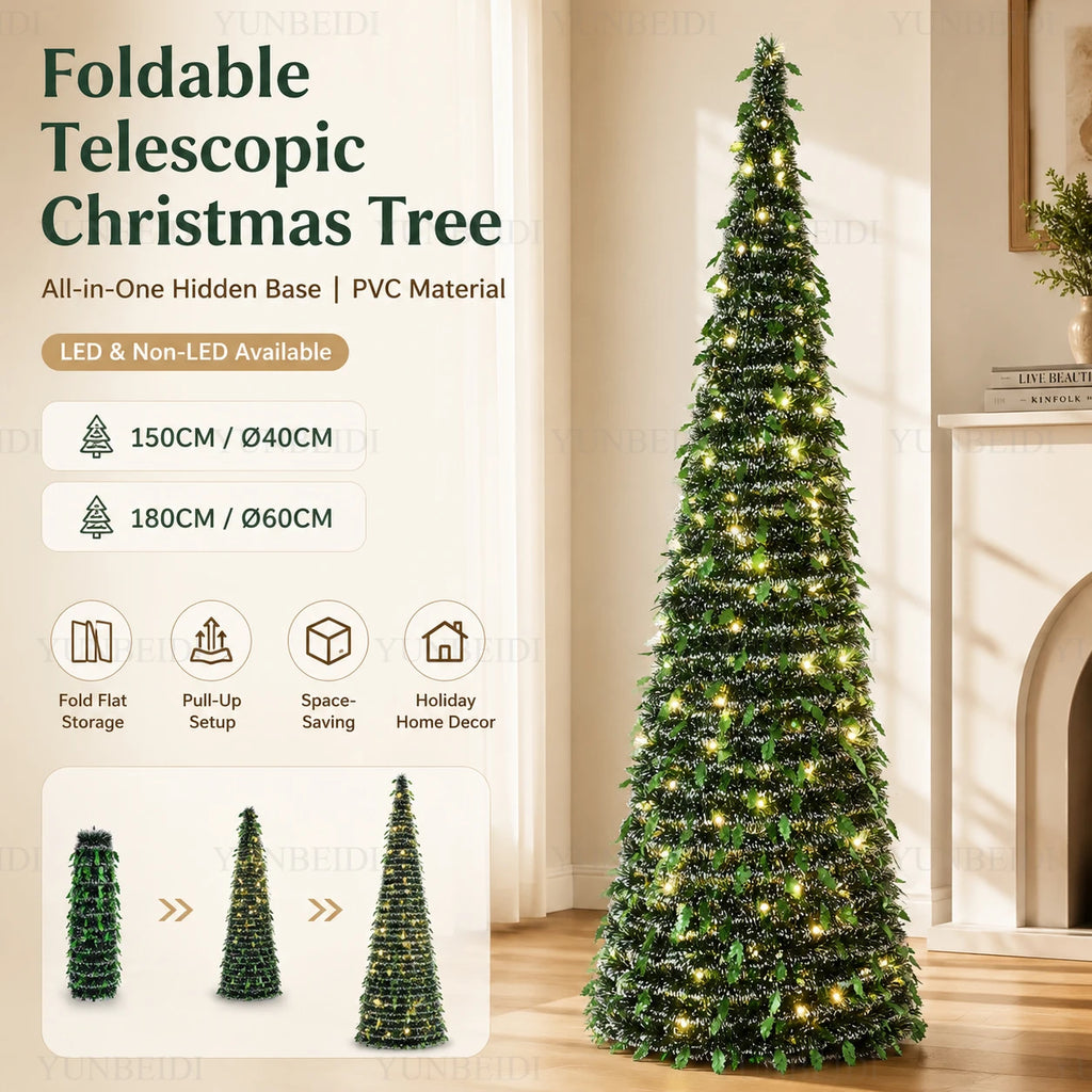Árvore de Natal dobrável com acessórios