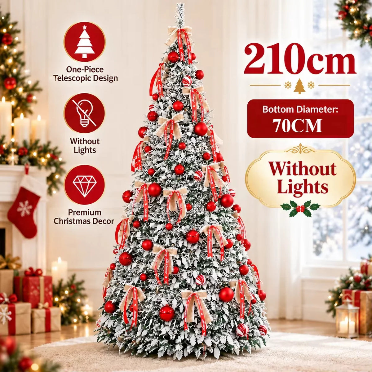 Árvore de Natal dobrável com acessórios