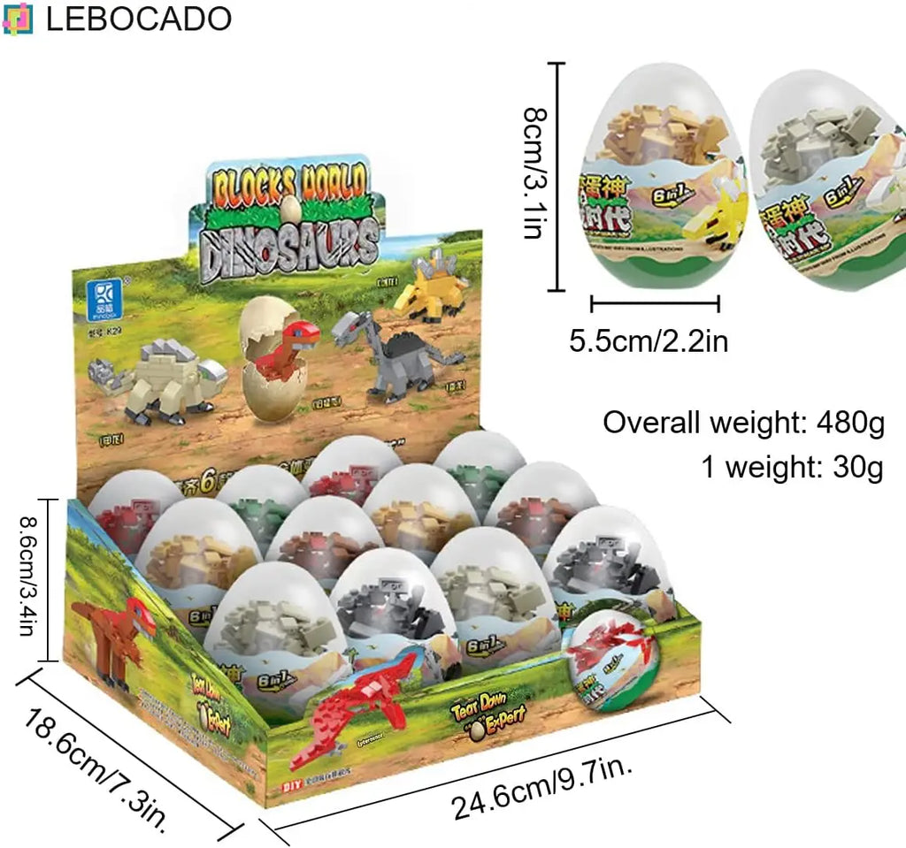 Conjunto de 12 mini blocos de construção dinossauro