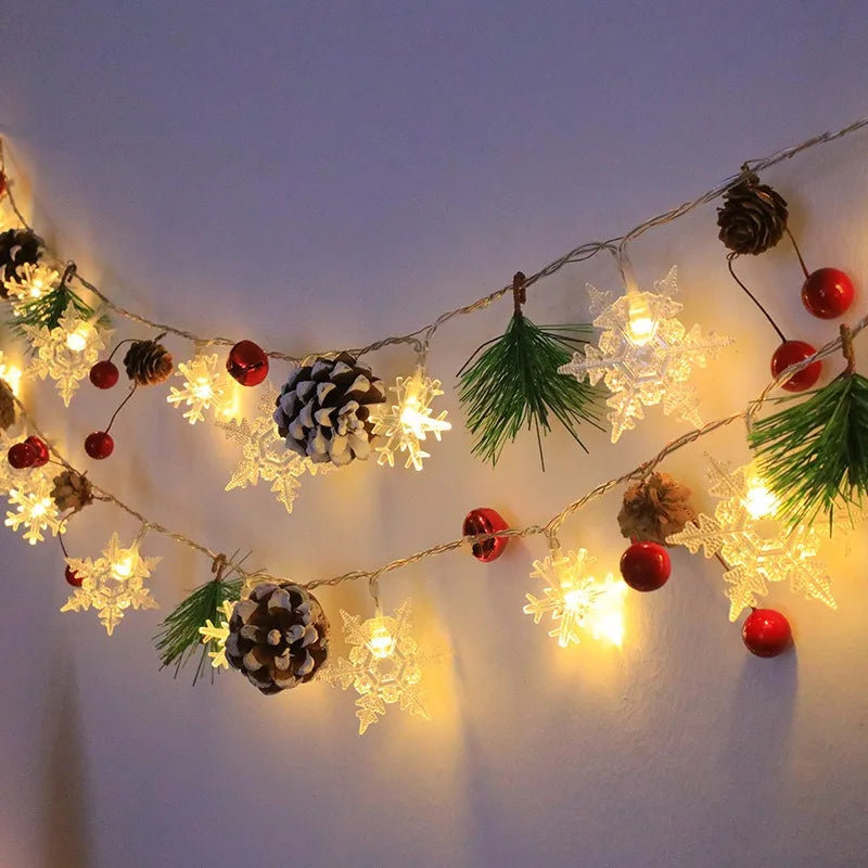 Fio de luzes Led Natal com vários elementos decorativos
