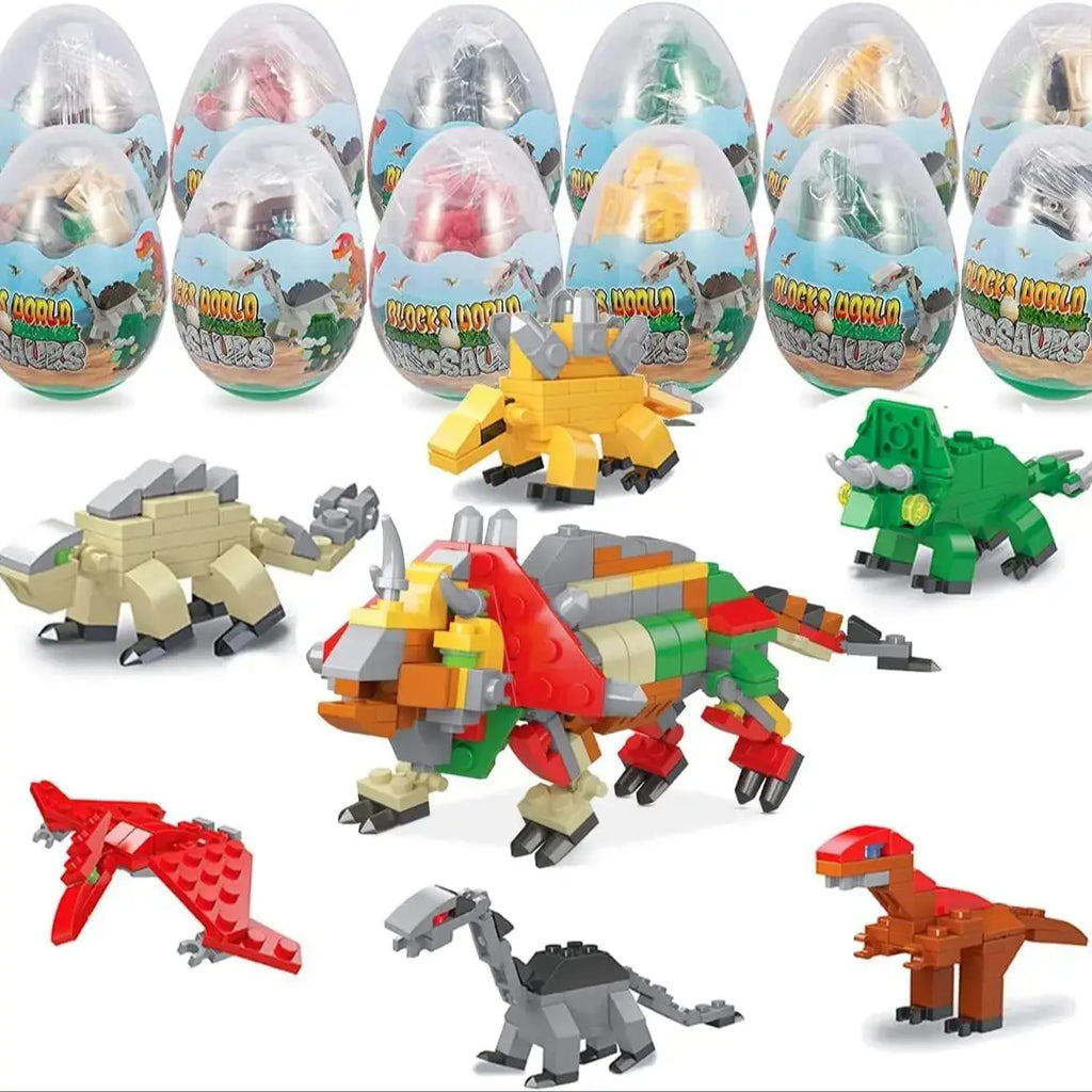 Conjunto de 12 mini blocos de construção dinossauro