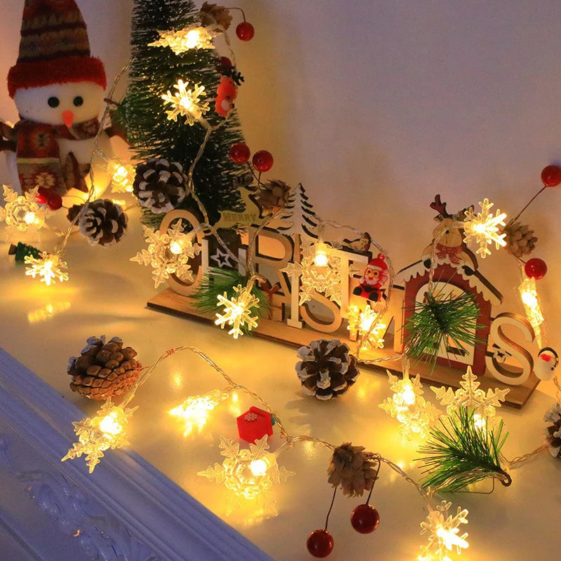 Fio de luzes Led Natal com vários elementos decorativos