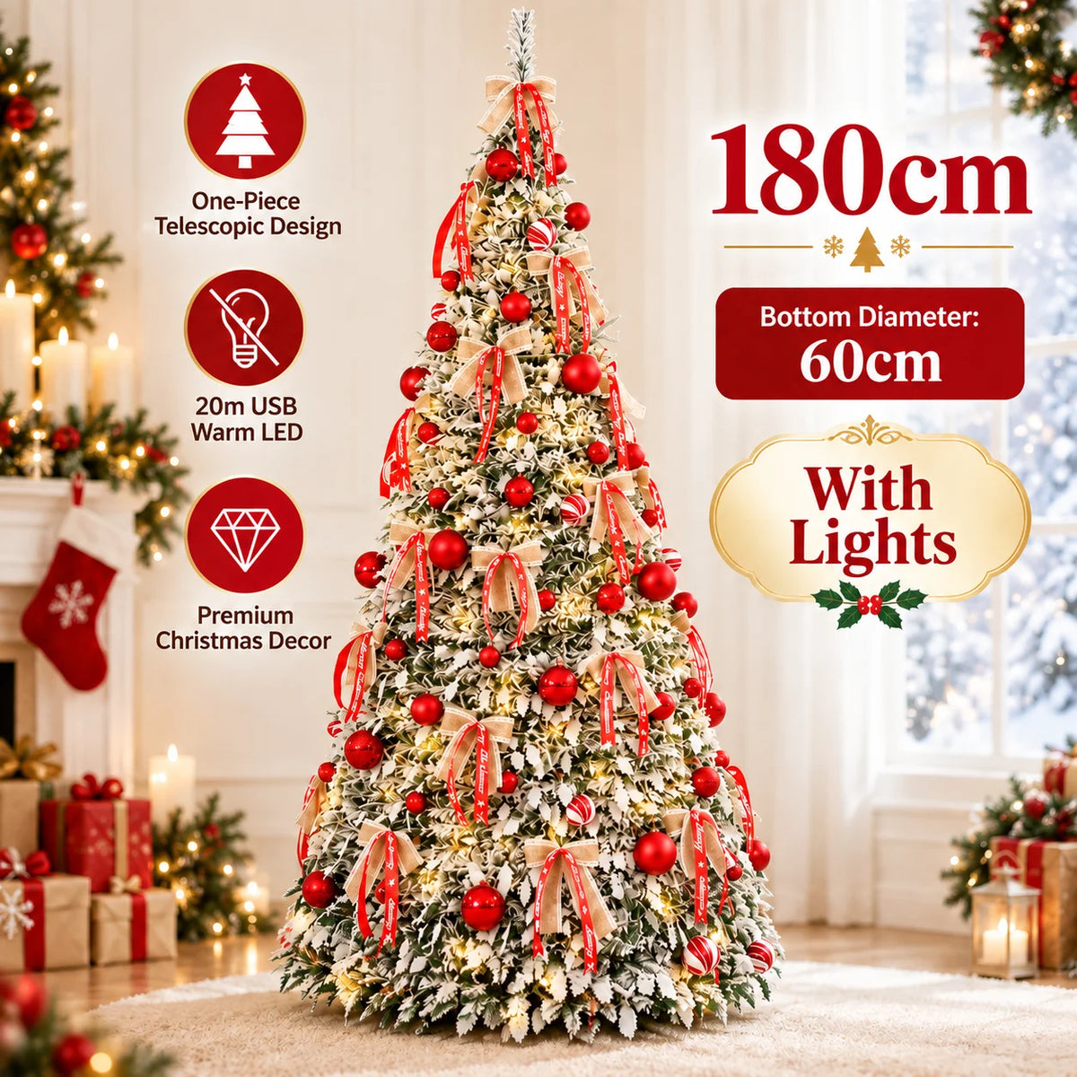 Árvore de Natal dobrável com acessórios