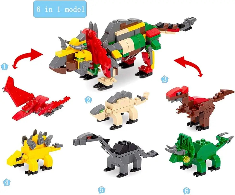 Conjunto de 12 mini blocos de construção dinossauro